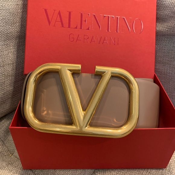 Valentino Leather Belt VLOGO Smokey Brown Nero